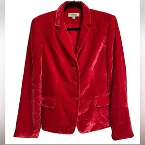 Emanuel Ungaro red silk blend velvet blazer jacket Size 10